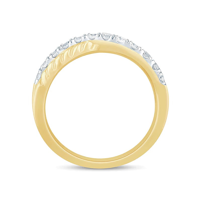0.5 CT. TW Lab-Grown Diamond Rope Criss-Cross Ring in 14K Gold (F/SI2)