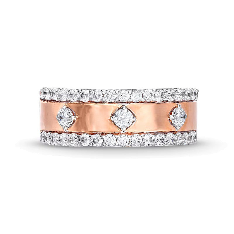 0.75 CT. TW Diamond Edge Center Station Band in 10K Rose Gold
