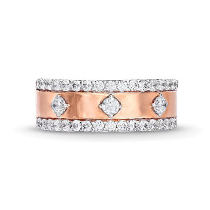 0.75 CT. TW Diamond Edge Center Station Band in 10K Rose Gold