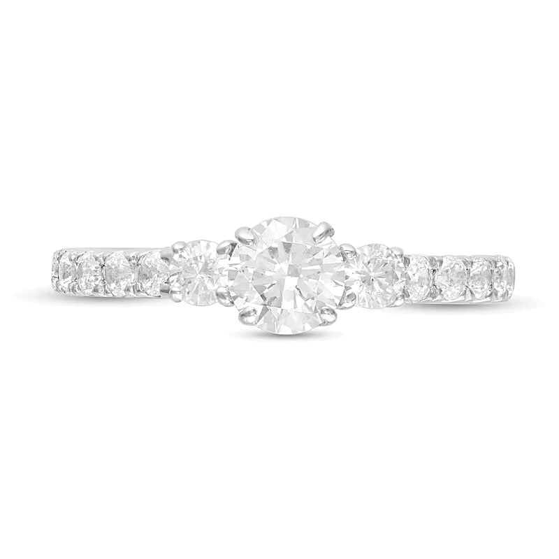 1.0 CT. TW Diamond Three Stone Engagement Ring in 14K White Gold
