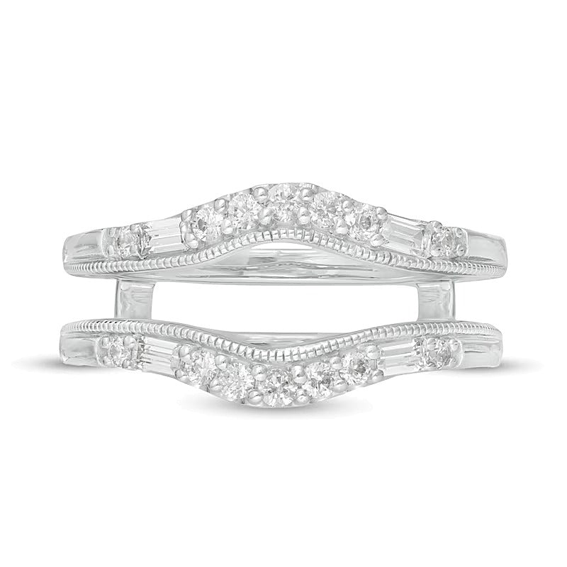 0.38 CT. TW Diamond Vintage-Style Contour Solitaire Enhancer in 14K White Gold