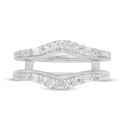0.38 CT. TW Diamond Vintage-Style Contour Solitaire Enhancer in 14K White Gold