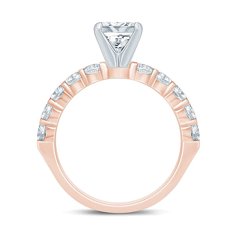 2.0 CT. TW Princess-Cut Diamond Engagement Ring in 14K Rose Gold (I/I2)
