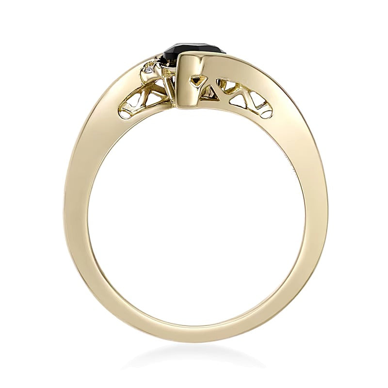 Marquise-Cut Onyx and Diamond Accent Bypass Shank Ring in 10K Gold