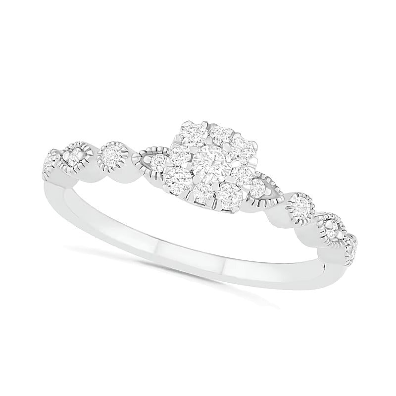 0.38 CT. TW Composite Diamond Vintage-Style Bridal Set in 10K White Gold
