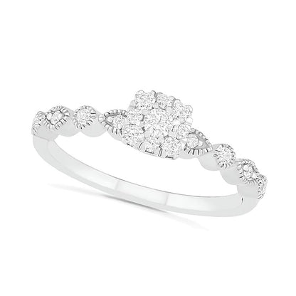 0.38 CT. TW Composite Diamond Vintage-Style Bridal Set in 10K White Gold