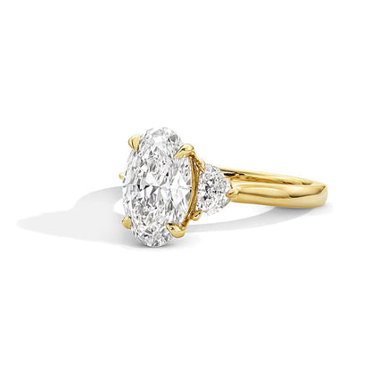 3.63 CT. TW Oval Lab-Grown Diamond Three-Stone Engagement Ring in 14K Gold (F/VS2)