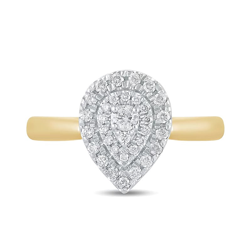 0.33 CT. TW Composite Diamond Double Pear-Shaped Frame Engagement Ring in 14K Gold