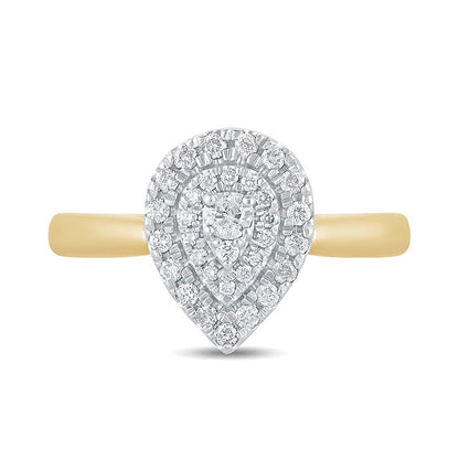 0.33 CT. TW Composite Diamond Double Pear-Shaped Frame Engagement Ring in 14K Gold
