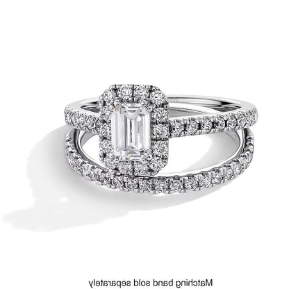 1.0 CT. TW Emerald-Cut Lab-Grown Diamond Frame Engagement Ring in 14K White Gold (F/SI2)