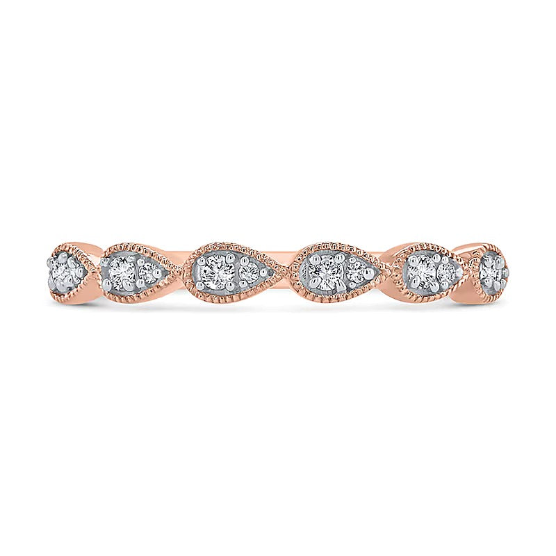 0.1 CT. TW Pear Multi-Diamond Vintage-Style Ring in 10K Rose Gold