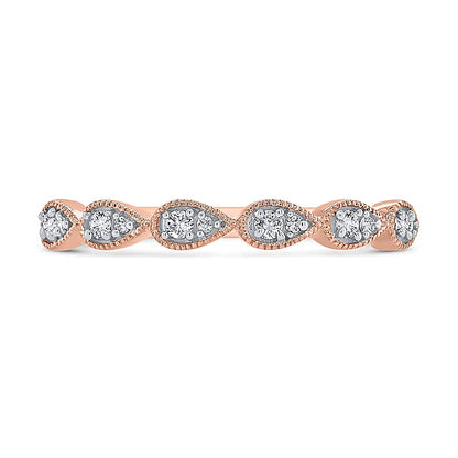 0.1 CT. TW Pear Multi-Diamond Vintage-Style Ring in 10K Rose Gold