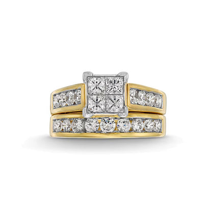 2.0 CT. TW Quad Princess-Cut Diamond Bridal Set in 14K Gold