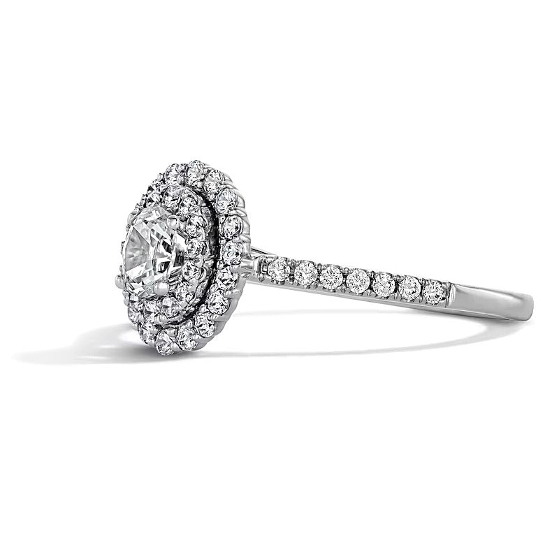 0.5 CT. TW Oval Lab-Grown Diamond Double Frame Promise Ring in 10K White Gold (F/SI2)