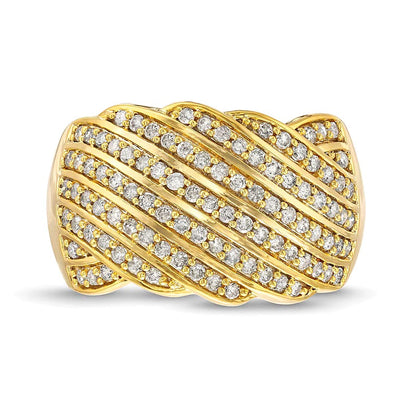 0.75 CT. TW Diamond Linear Multi-Row Rolling Wave Ring in 10K Gold