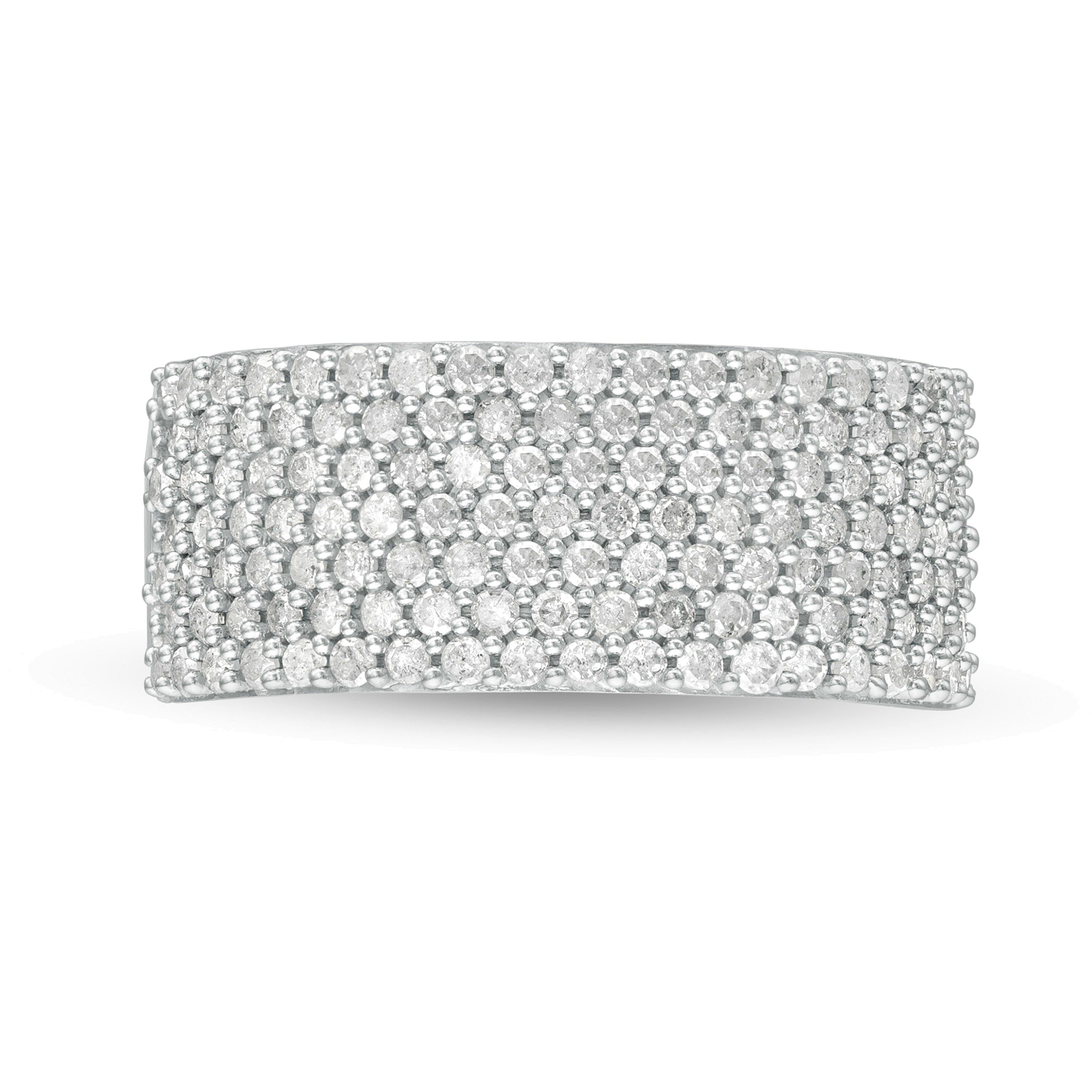 1.0 CT. TW Diamond Multi-Row Band in 10K White Gold