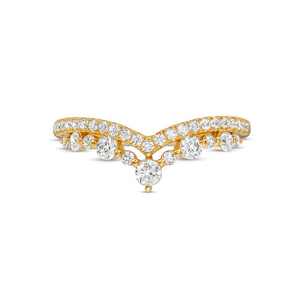 0.5 CT. TW Diamond Crown Contour Double Row Anniversary Band in 14K Gold