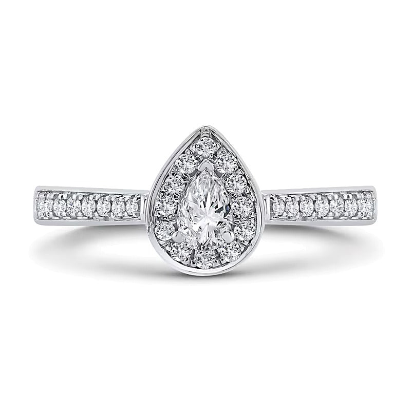 0.25 CT. TW Pear-Shaped Diamond Teardrop Frame Promise Ring in 10K White Gold