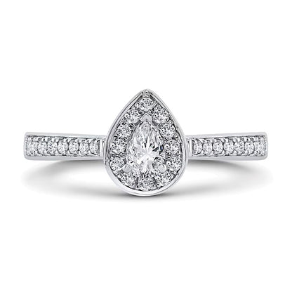 0.25 CT. TW Pear-Shaped Diamond Teardrop Frame Promise Ring in 10K White Gold