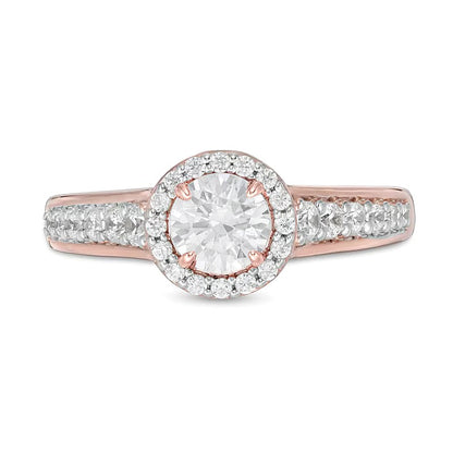1.0 CT. TW Diamond Frame Engagement Ring in 14K Rose Gold