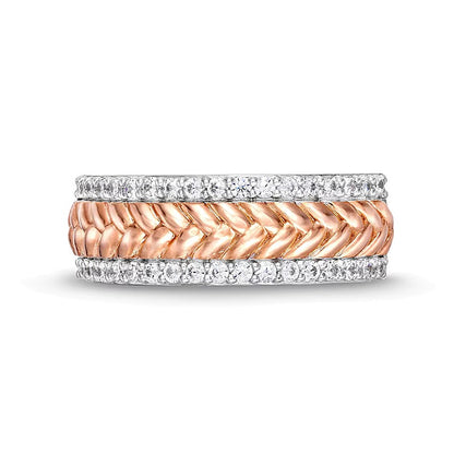 0.33 CT. TW Diamond Edge Herringbone Band in 10K Rose Gold