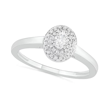 0.38 CT. TW Oval Diamond Double Frame Bridal Set in 10K White Gold