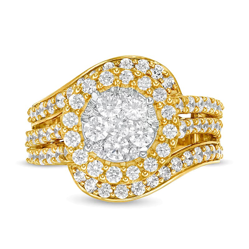 2.0 CT. TW Composite Diamond Bypass Multi-Row Split Shank Engagement Ring in 10K Gold