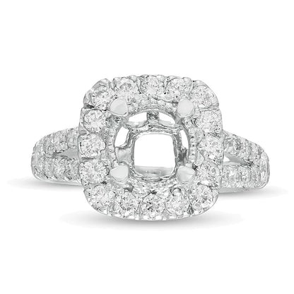 1.5 CT. TW Diamond Cushion Frame Semi-Mount in 14K White Gold