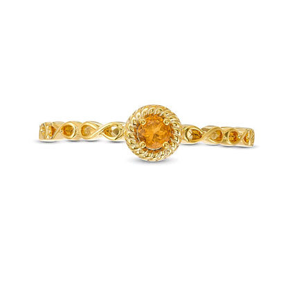 2.9mm Citrine Solitaire Rope Frame Infinity Shank Promise Ring in 10K Gold