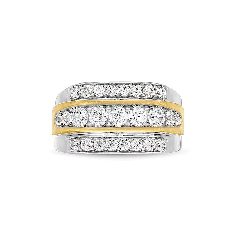 2.0 CT. TW Lab-Grown Diamond Triple Row Ring in 10K Two-Tone Gold (F/SI2)
