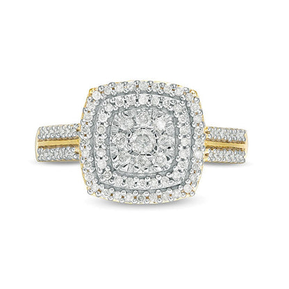 0.38 CT. TW Diamond Double Cushion Frame Ring in 10K Gold