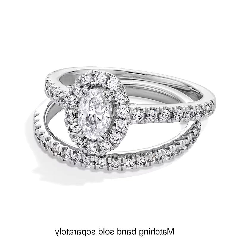 1.0 CT. TW Oval Lab-Grown Diamond Frame Engagement Ring in 14K White Gold (F/SI2)