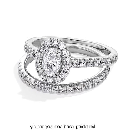 1.0 CT. TW Oval Lab-Grown Diamond Frame Engagement Ring in 14K White Gold (F/SI2)