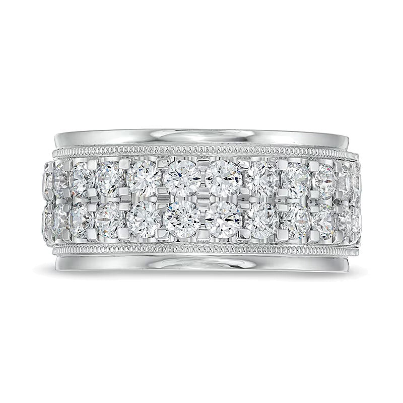 2.0 CT. TW Diamond Raised Double Row Anniversary Band in 10K White Gold