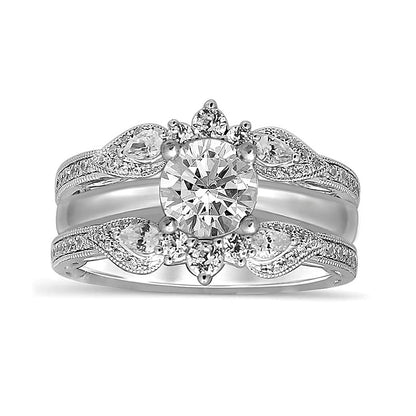 0.75 CT. TW Pear-Shaped Diamond Contour Vintage-Style Solitaire Enhancer in 14K White Gold