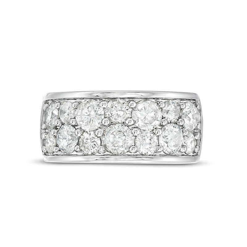 3.25 CT. TW Diamond Alternating Double-Row Anniversary Band in 10K White Gold