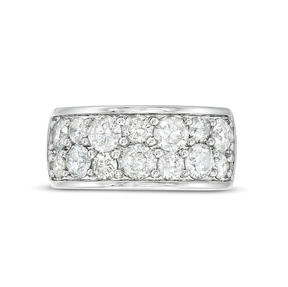 3.25 CT. TW Diamond Alternating Double-Row Anniversary Band in 10K White Gold