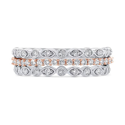 0.5 CT. TW Diamond Art Deco Multi-Row Stacked Ring in 10K Two-Tone Gold