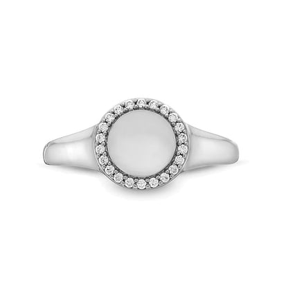 0.1 CT. TW Diamond Frame Signet Ring in 10K White Gold