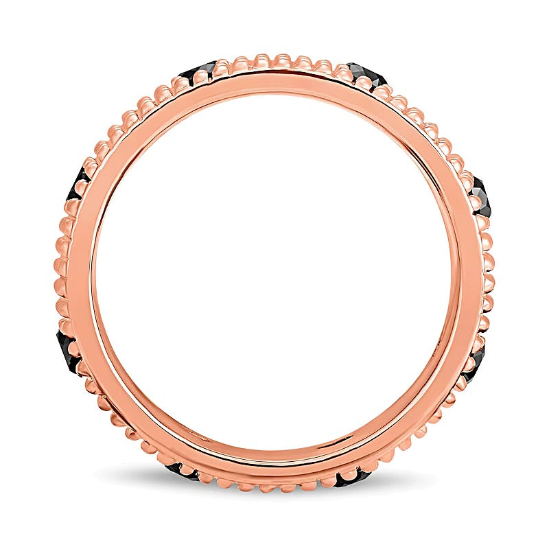 Black Spinel Beaded Multi-Row Band in Sterling Silver with 14K Rose Gold Plate