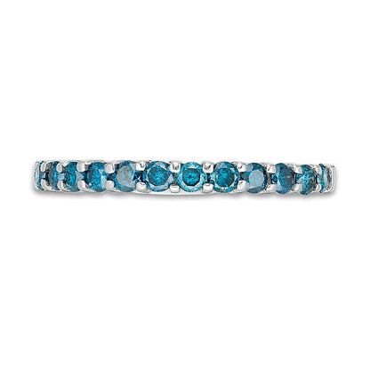 0.5 CT. TW Enhanced Blue Diamond Anniversary Band in 14K White Gold