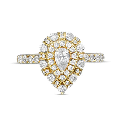 1.0 CT. TW Pear-Shaped Diamond Double Frame Engagement Ring in 14K Gold (I/SI2)