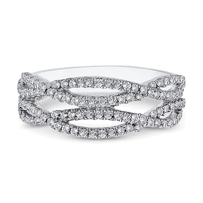 0.38 CT. TW Diamond Multi-Row Criss-Cross Open Shank Ring in 10K White Gold