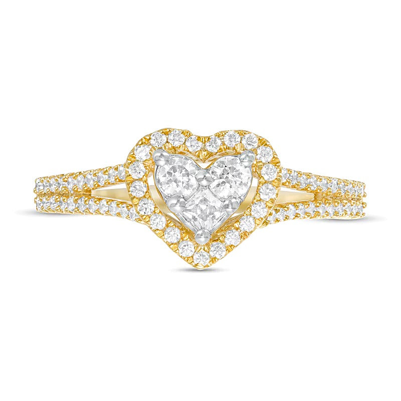 0.5 CT. TW Composite Diamond Heart Frame Ring in 10K Gold
