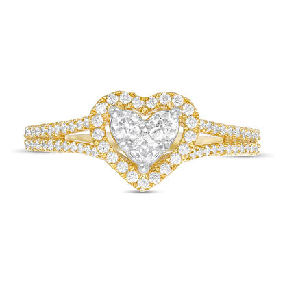 0.5 CT. TW Composite Diamond Heart Frame Ring in 10K Gold