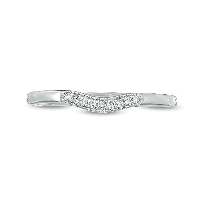 Diamond Accent Vintage-Style Contour Anniversary Band in 10K White Gold