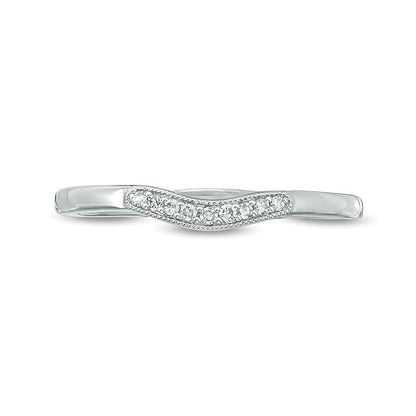 Diamond Accent Vintage-Style Contour Anniversary Band in 10K White Gold