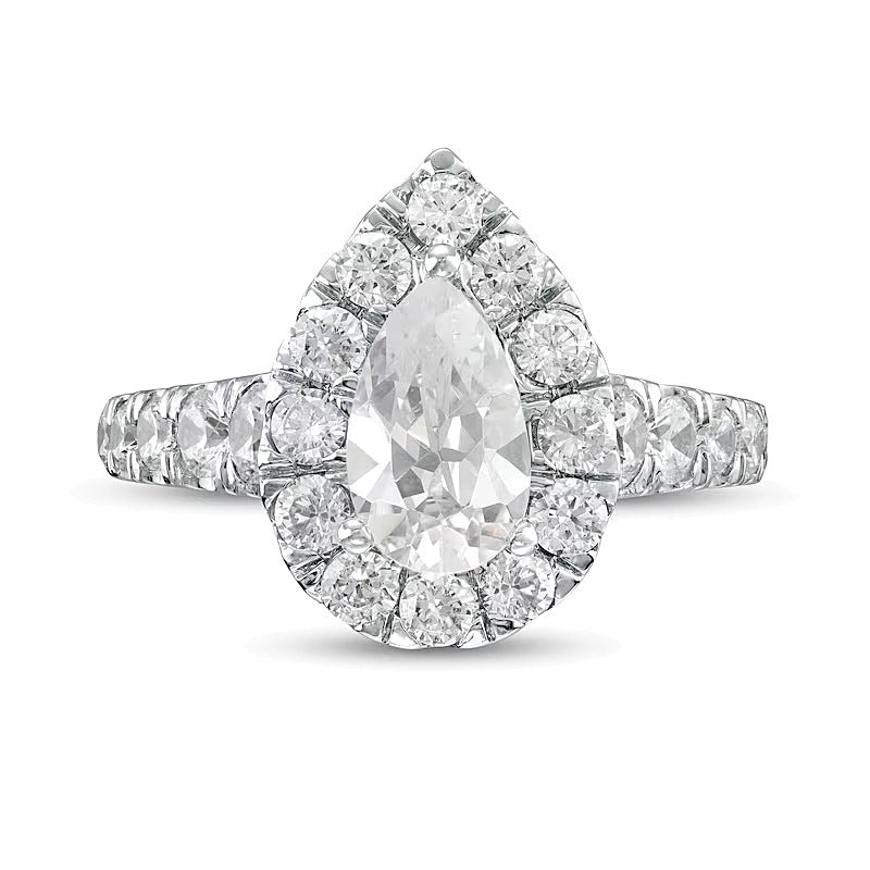 2.5 CT. TW Pear-Shaped Lab-Grown Diamond Frame Engagement Ring in 14K White Gold (F/VS2)