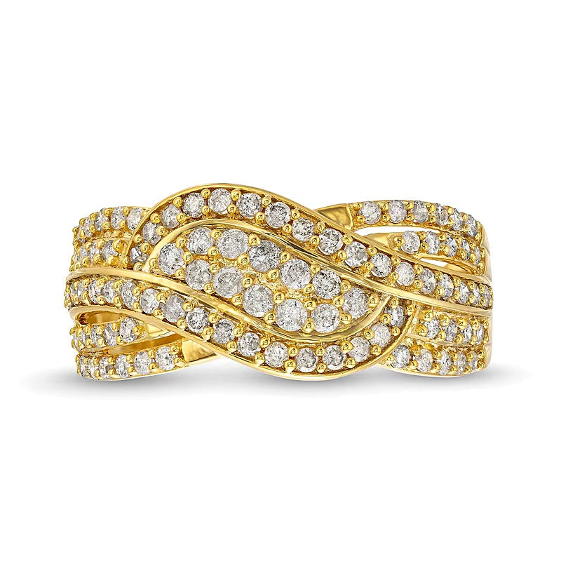 0.75 CT. TW Diamond Double Row Wave Bypass Ring in 10K Gold