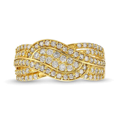 0.75 CT. TW Diamond Double Row Wave Bypass Ring in 10K Gold
